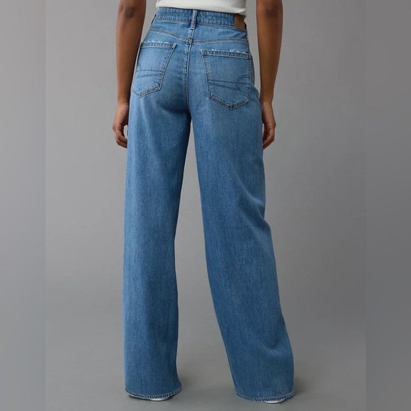 American Eagle Super High Rise Baggy Wide Leg Jeans- Size 00 Long - Picture 2 of 11